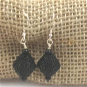 Elegant Black Beaded Bead Earrings with Onyx Accents