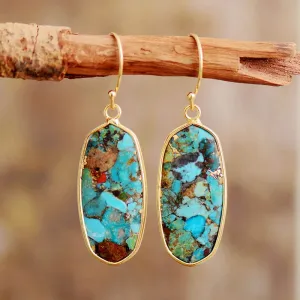 Elegant Turquoise Stone Classic Earrings - Handmade, Bohemian Style