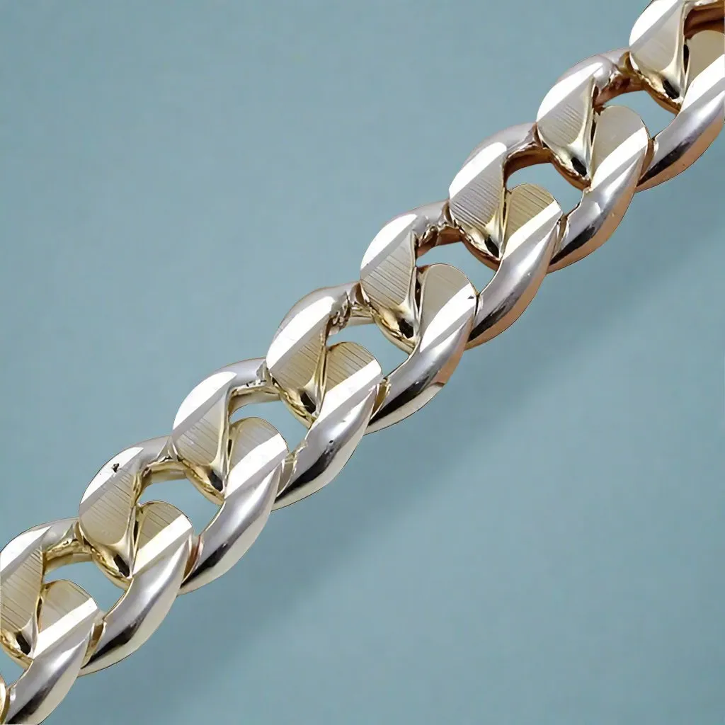 Elegant Two-Tone Open Curb Link Bracelet with 18K Gold Accent Unisex