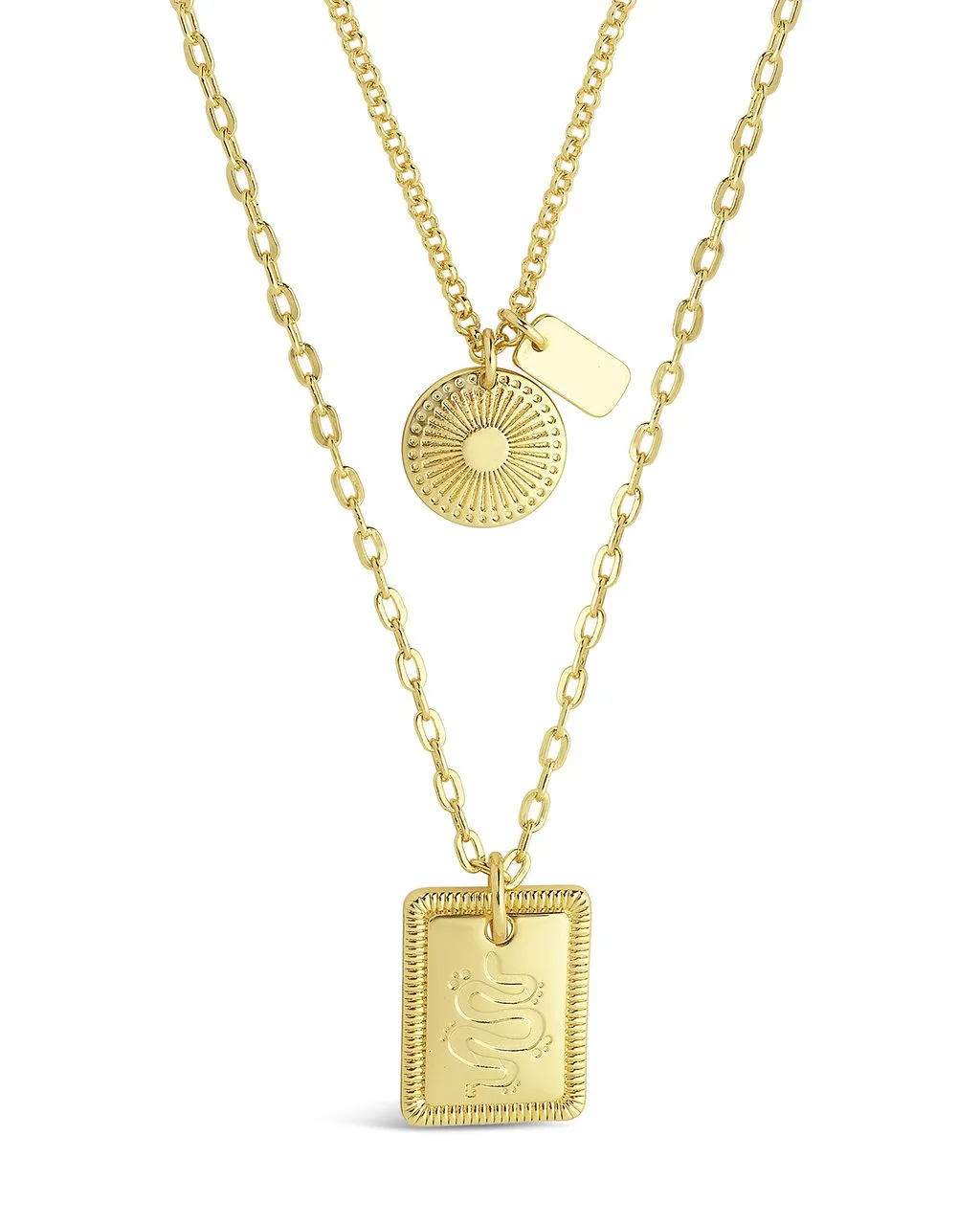 Engraved Disc & Tag Layered Necklace