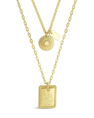 Engraved Disc & Tag Layered Necklace