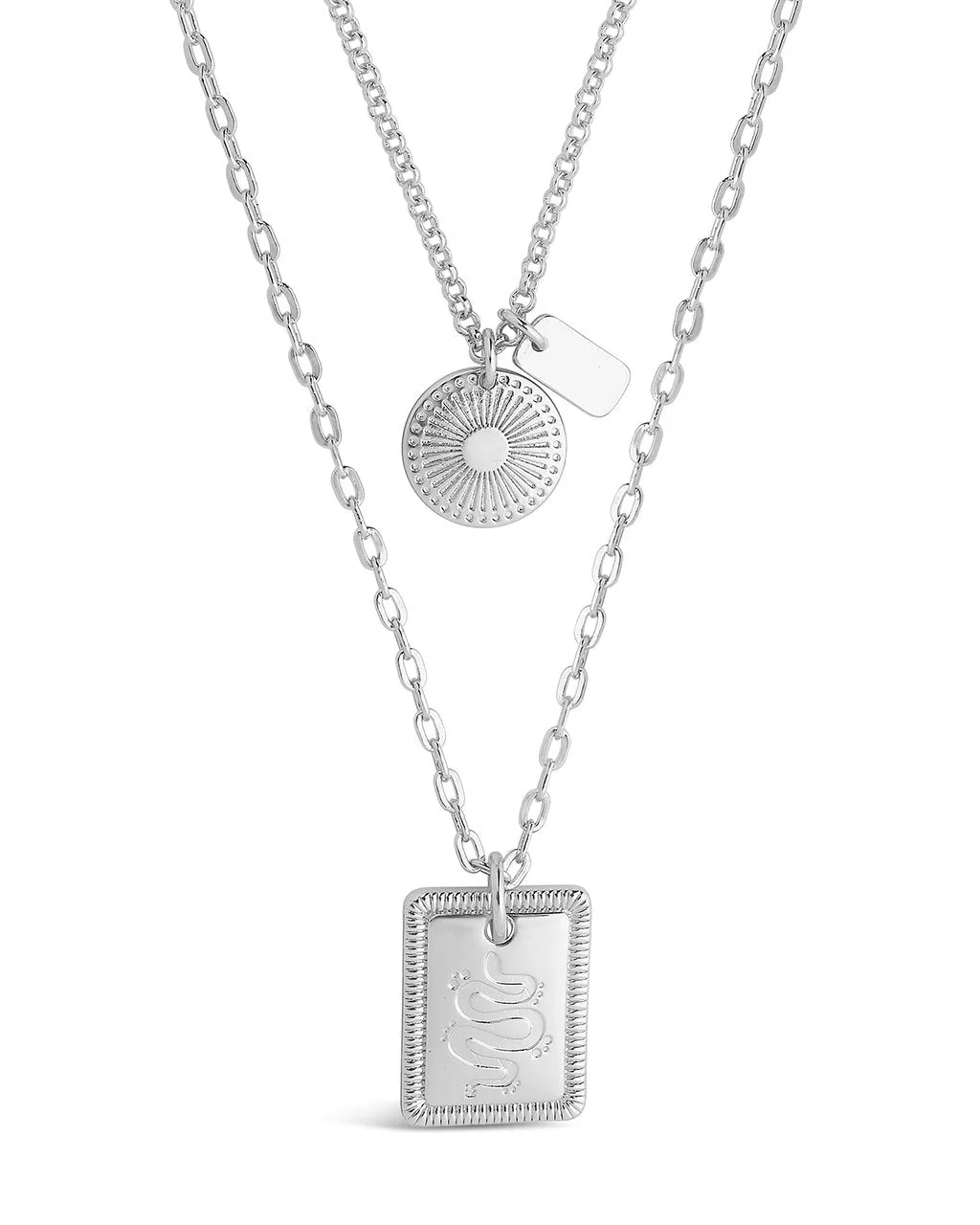 Engraved Disc & Tag Layered Necklace