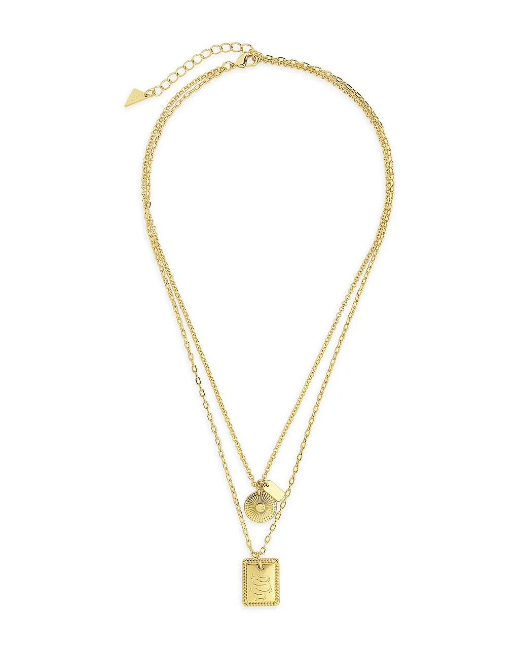 Engraved Disc & Tag Layered Necklace