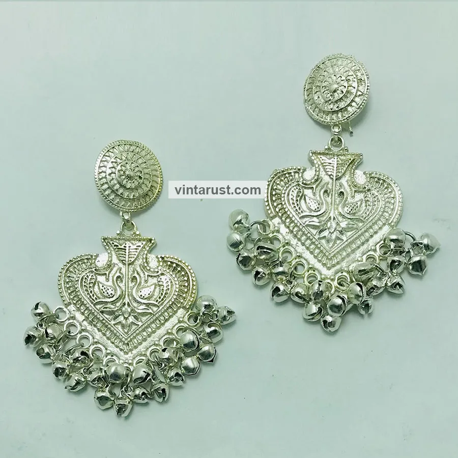 Ethnic Handmade Silver Tone Dangle Earrings