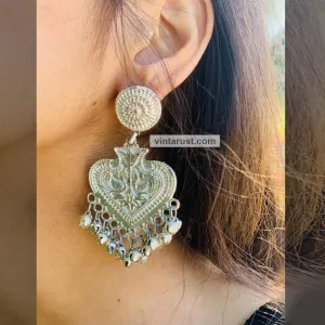 Ethnic Handmade Silver Tone Dangle Earrings
