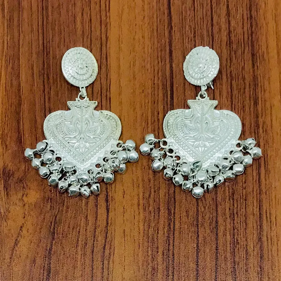 Ethnic Handmade Silver Tone Dangle Earrings