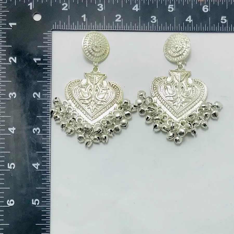Ethnic Handmade Silver Tone Dangle Earrings
