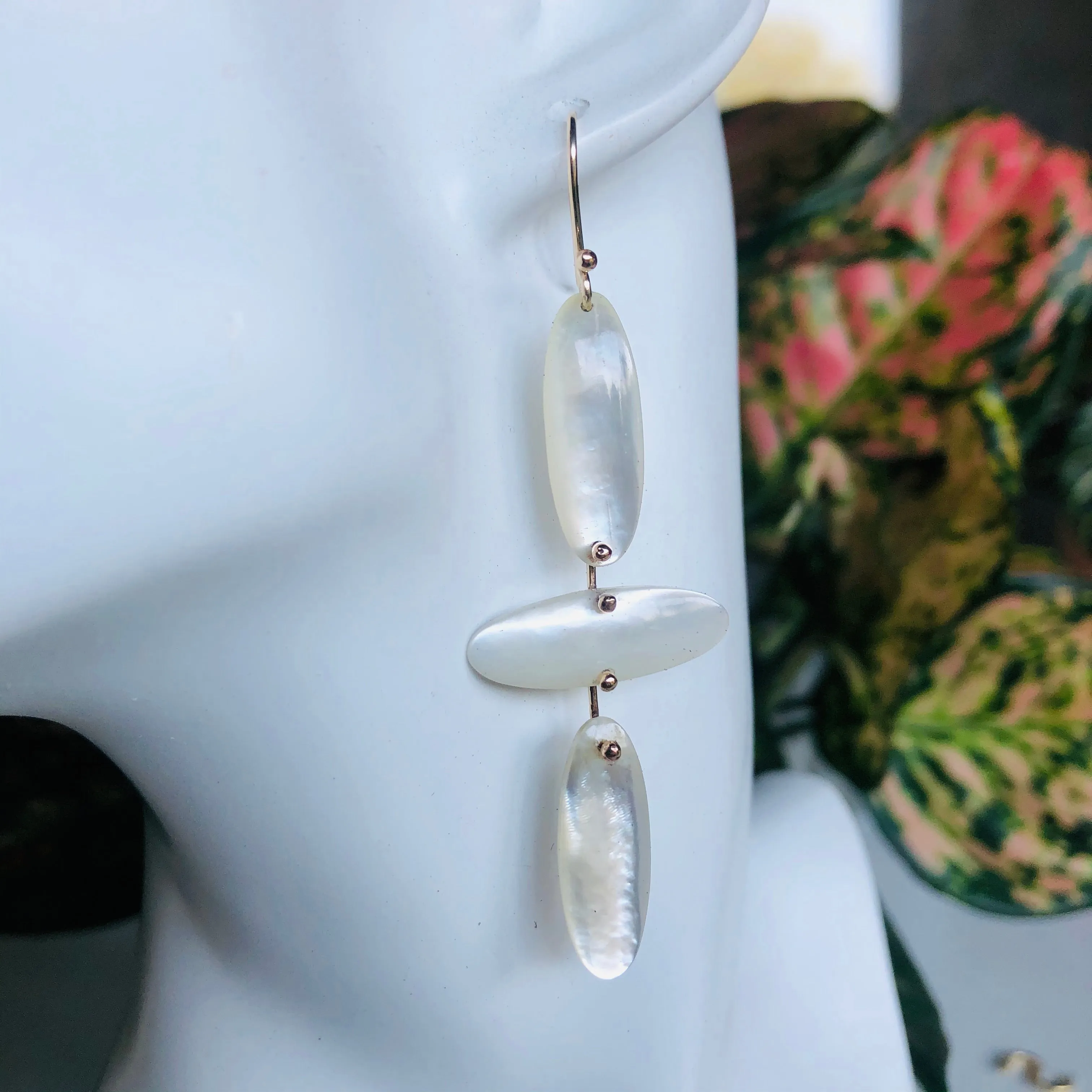 Falling petals mother of pearl earrings