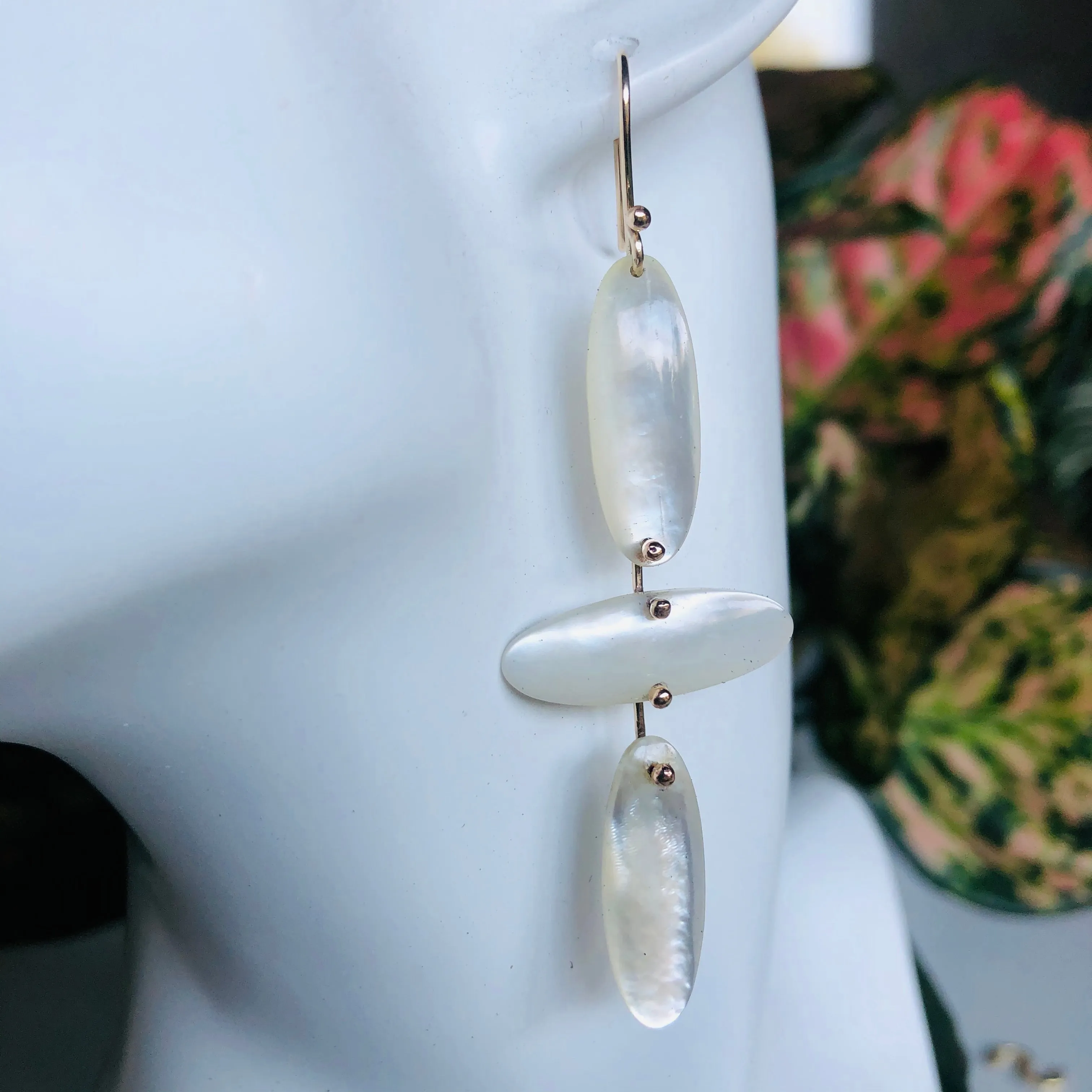Falling petals mother of pearl earrings