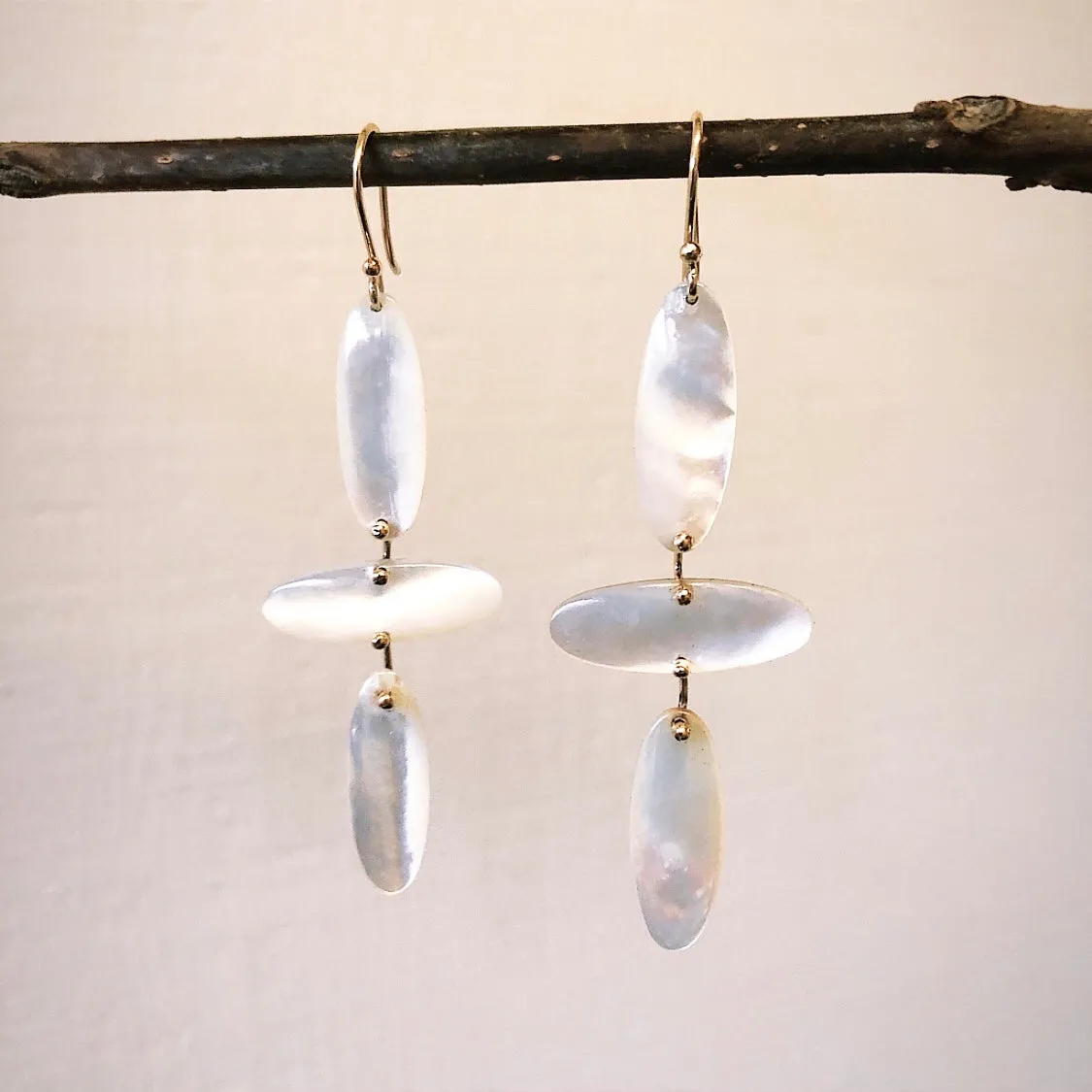 Falling petals mother of pearl earrings