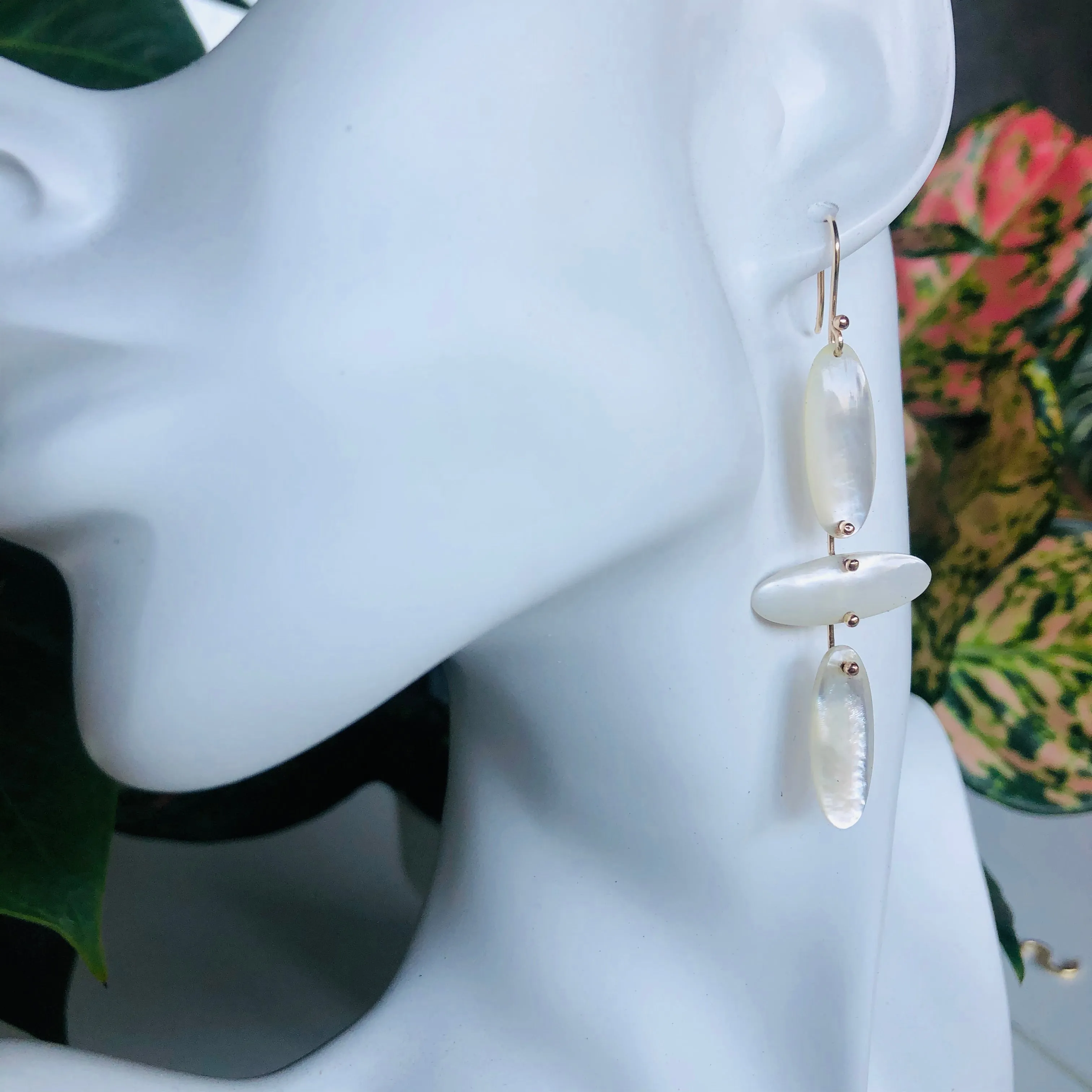Falling petals mother of pearl earrings
