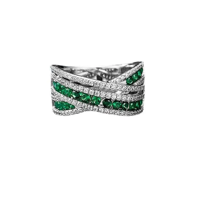 Fashion Emerald Row Love Interwoven Ring