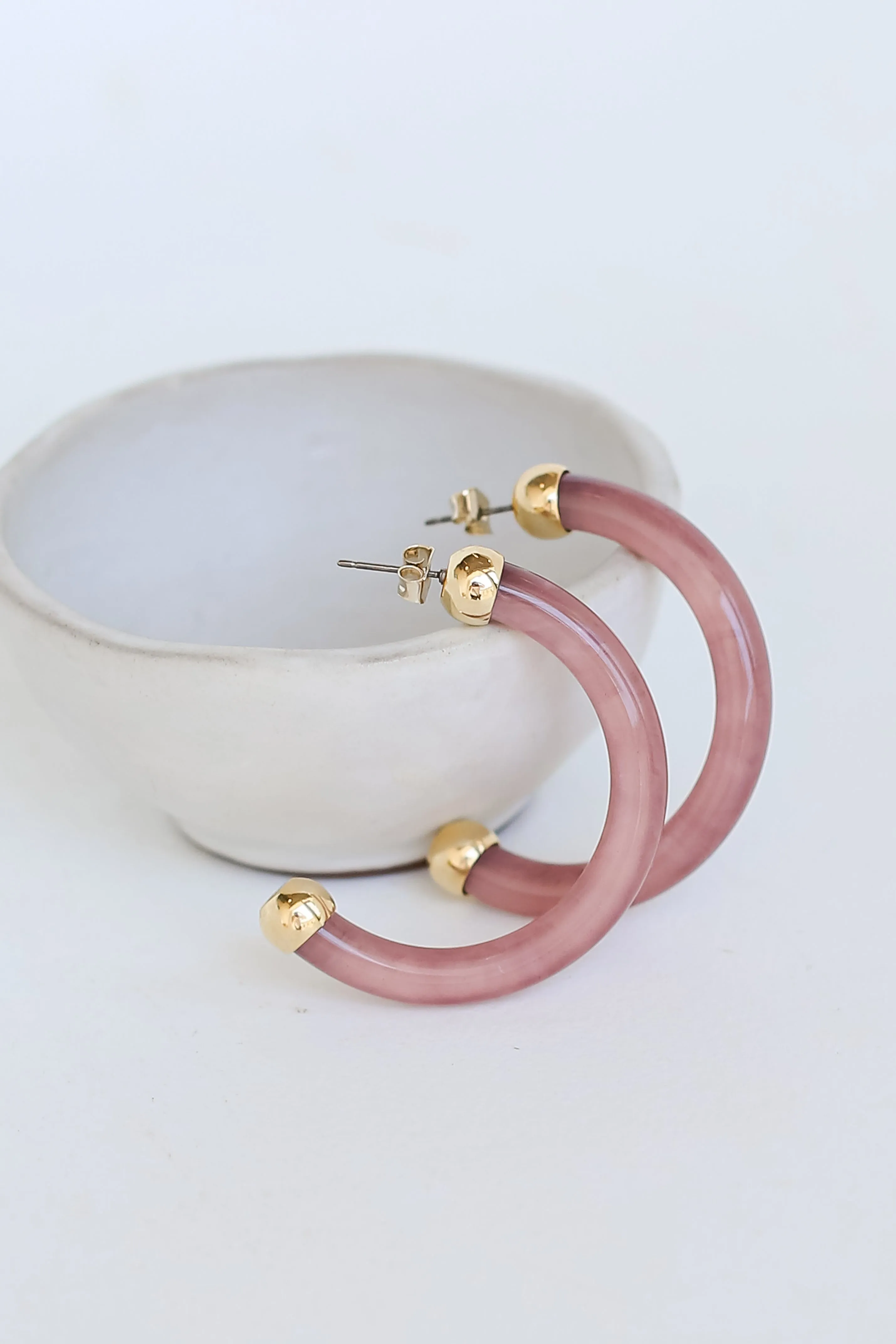 FINAL SALE - Indie Mauve Acrylic Hoop Earrings