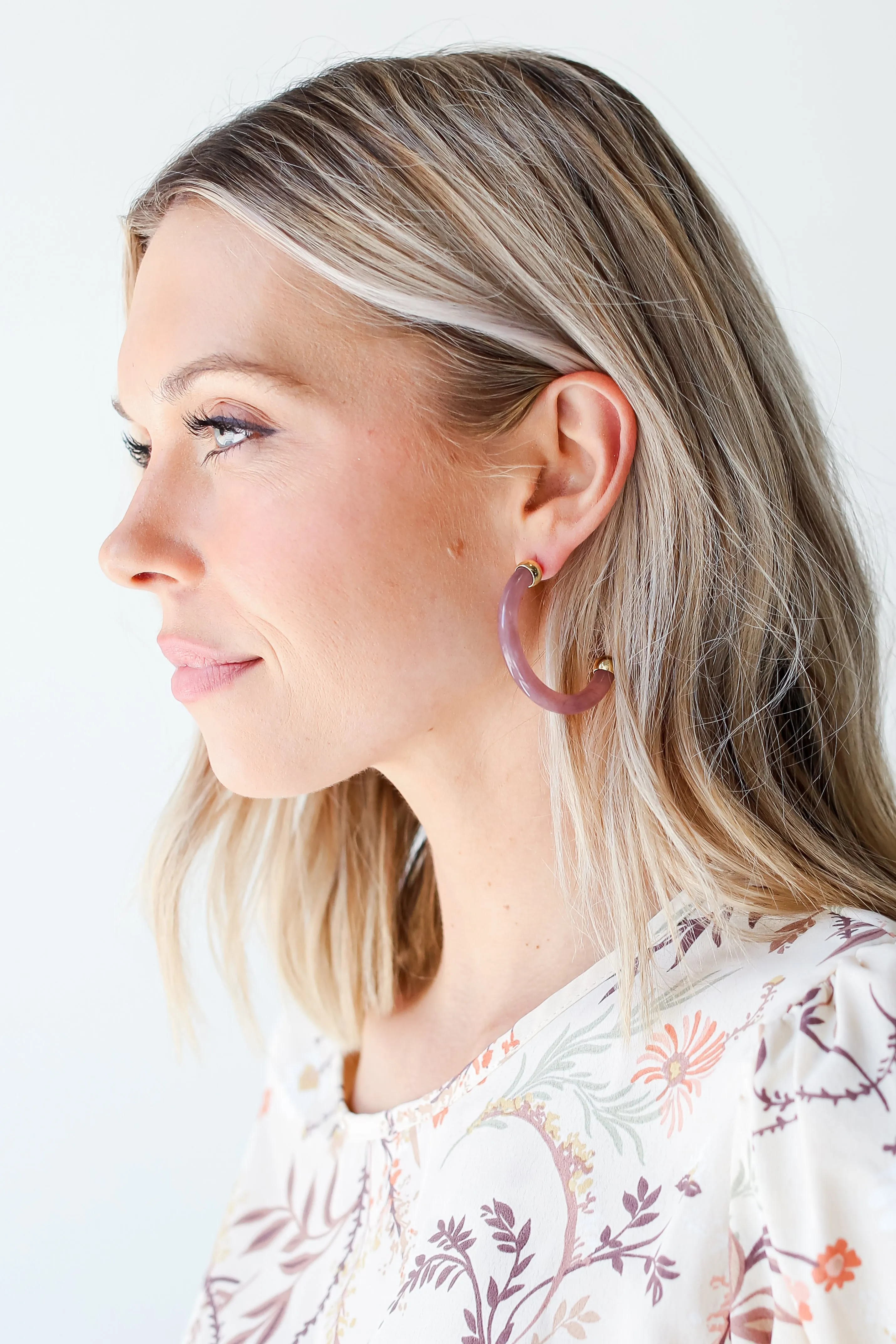 FINAL SALE - Indie Mauve Acrylic Hoop Earrings