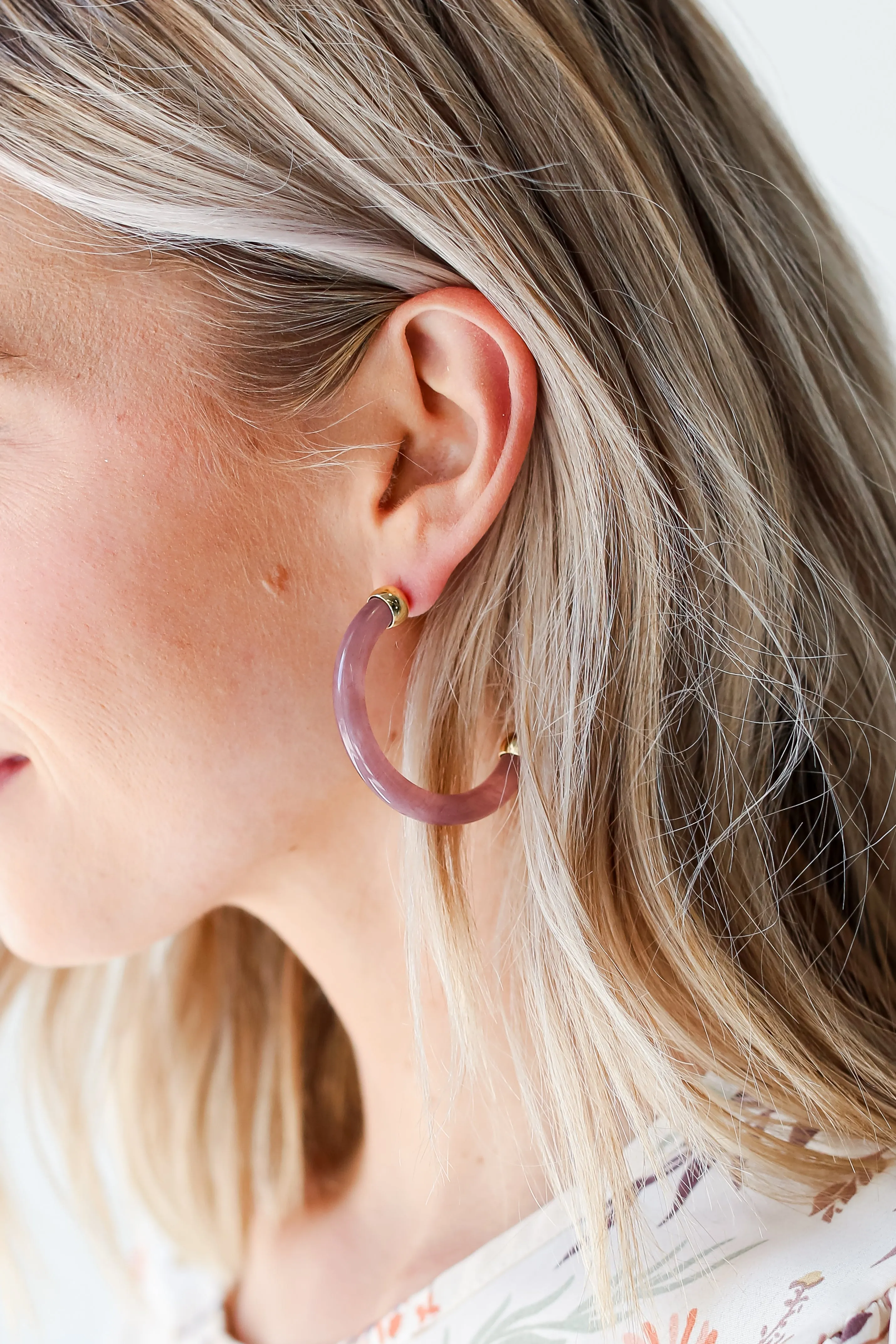 FINAL SALE - Indie Mauve Acrylic Hoop Earrings