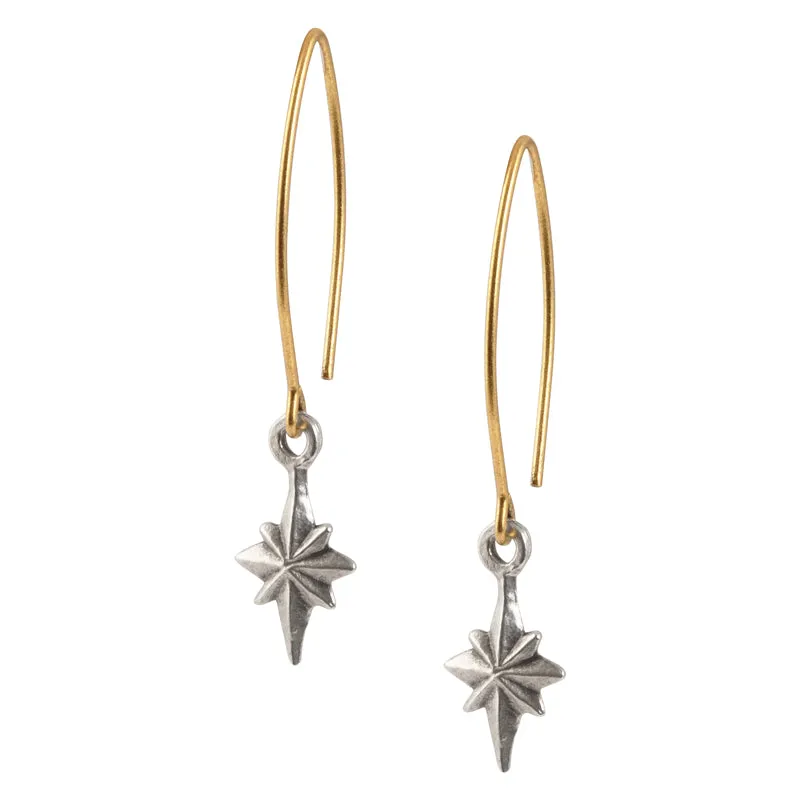 Finished Jewelry-Star Dagger Open Oval Mini Earrings-Gold   Silver-One Pair