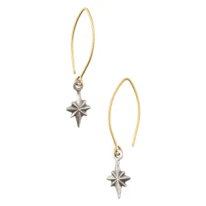 Finished Jewelry-Star Dagger Open Oval Mini Earrings-Gold   Silver-One Pair