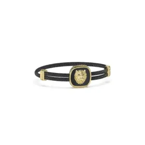 Gents Lion 18mm Coin Leather Bracelet UMB04005YGBK