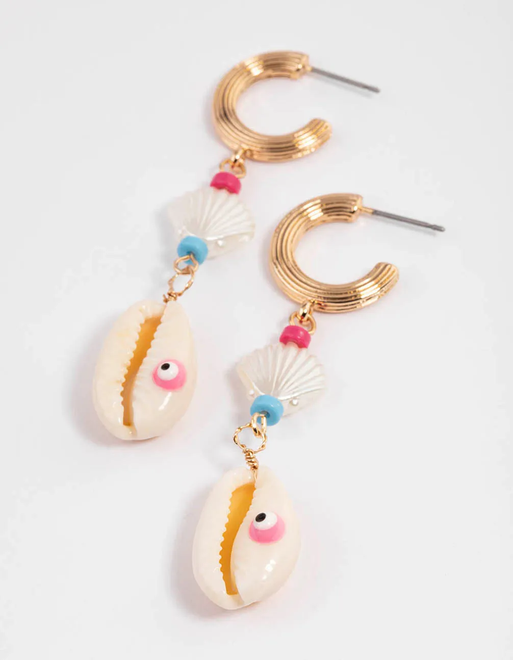 Gold Multi Shell Drop Earrings