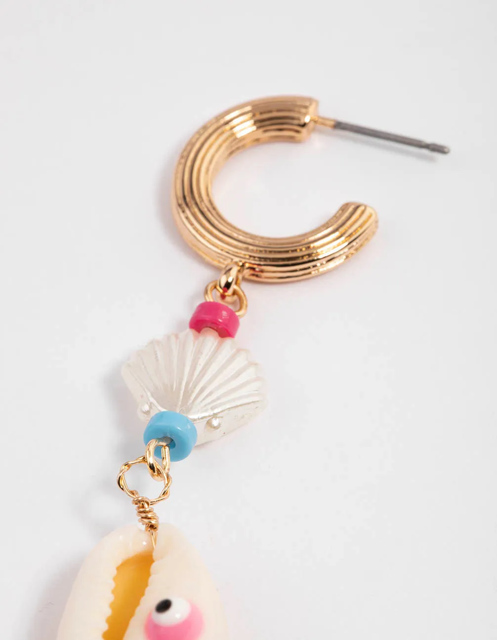 Gold Multi Shell Drop Earrings