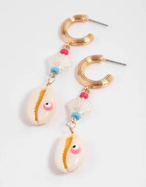 Gold Multi Shell Drop Earrings