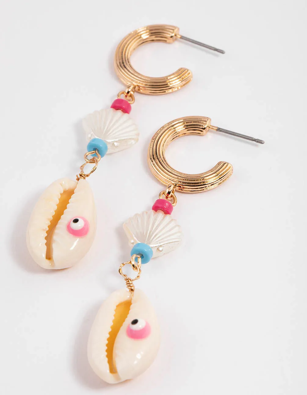 Gold Multi Shell Drop Earrings