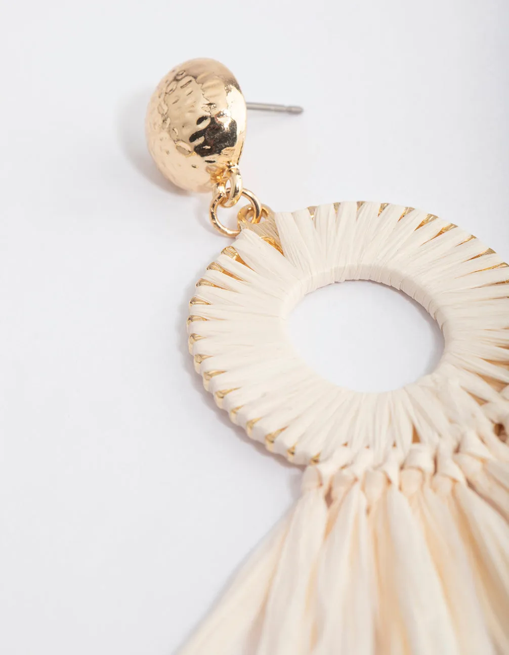 Gold Oval Fan Drop Earrings