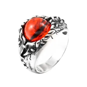 Gothic Devil's Eye Ruby Titanium Steel Ring for Men - Distinctive Style Statement