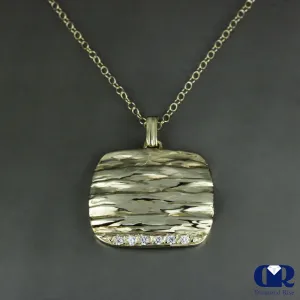 Handmade Diamond Pendant Necklace In 14K Gold With 16" Chain