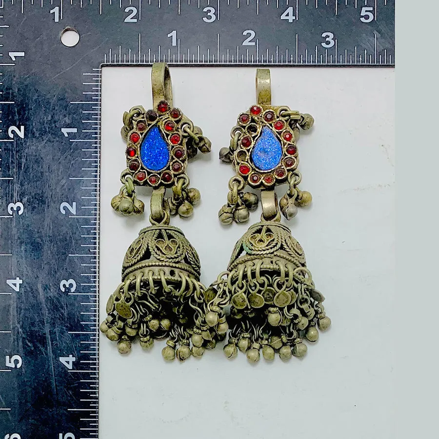 Handmade Jhumka Earrings with Glass Stones