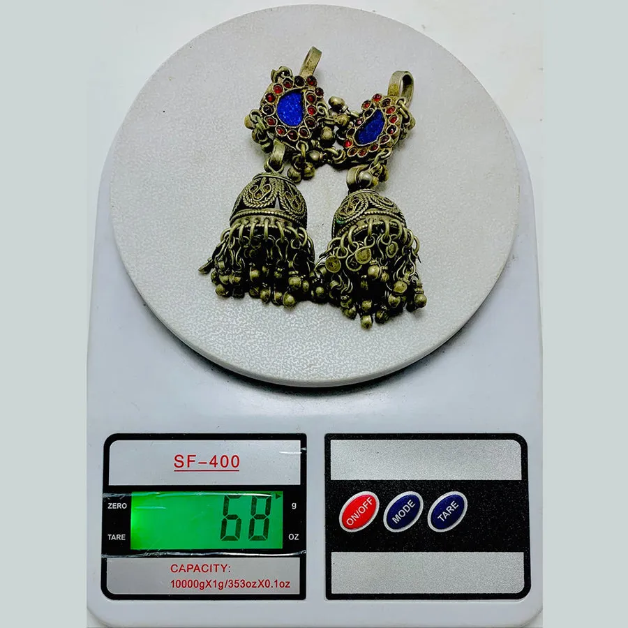 Handmade Jhumka Earrings with Glass Stones