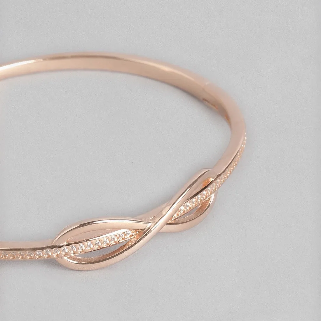 Infinity CZ Rose Gold Plated 925 Sterling Silver Kada Bracelet