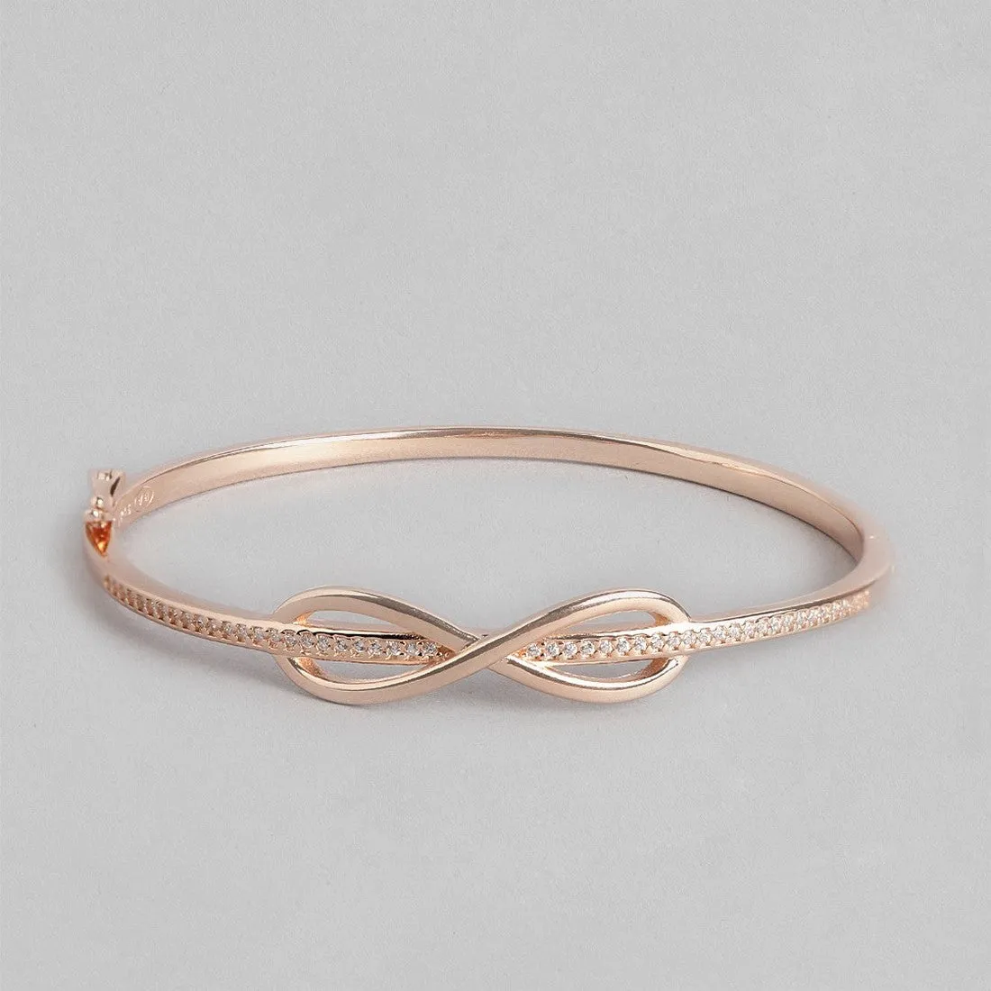 Infinity CZ Rose Gold Plated 925 Sterling Silver Kada Bracelet