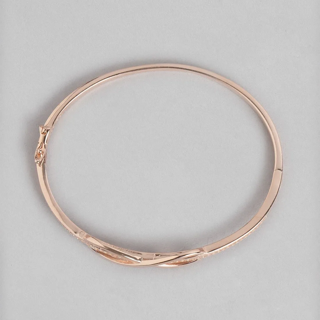 Infinity CZ Rose Gold Plated 925 Sterling Silver Kada Bracelet