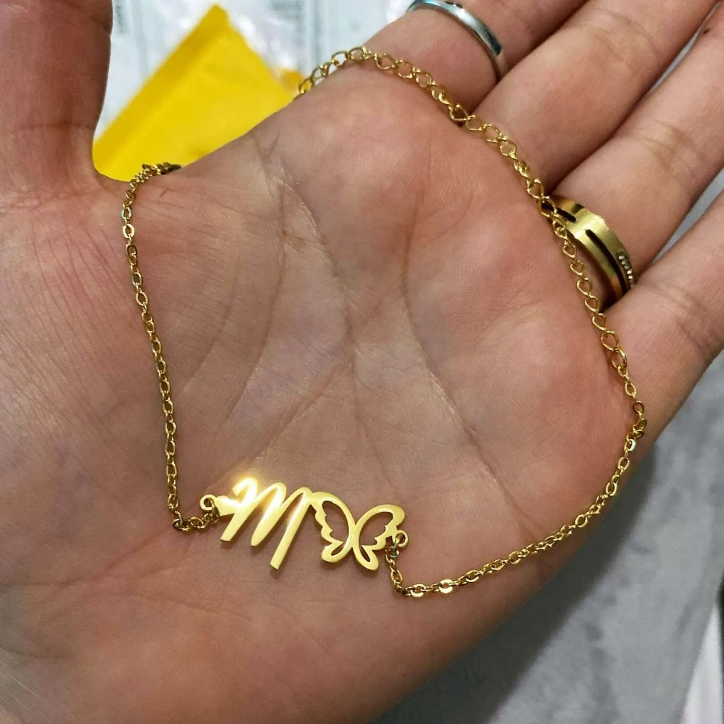 Initial Butterfly Anklet