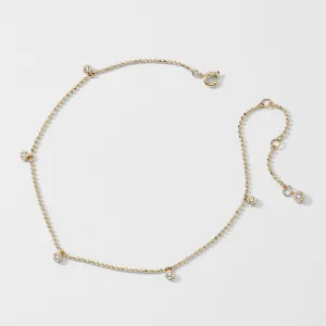 ITTY BITTY CZ BALL CHAIN ANKLET