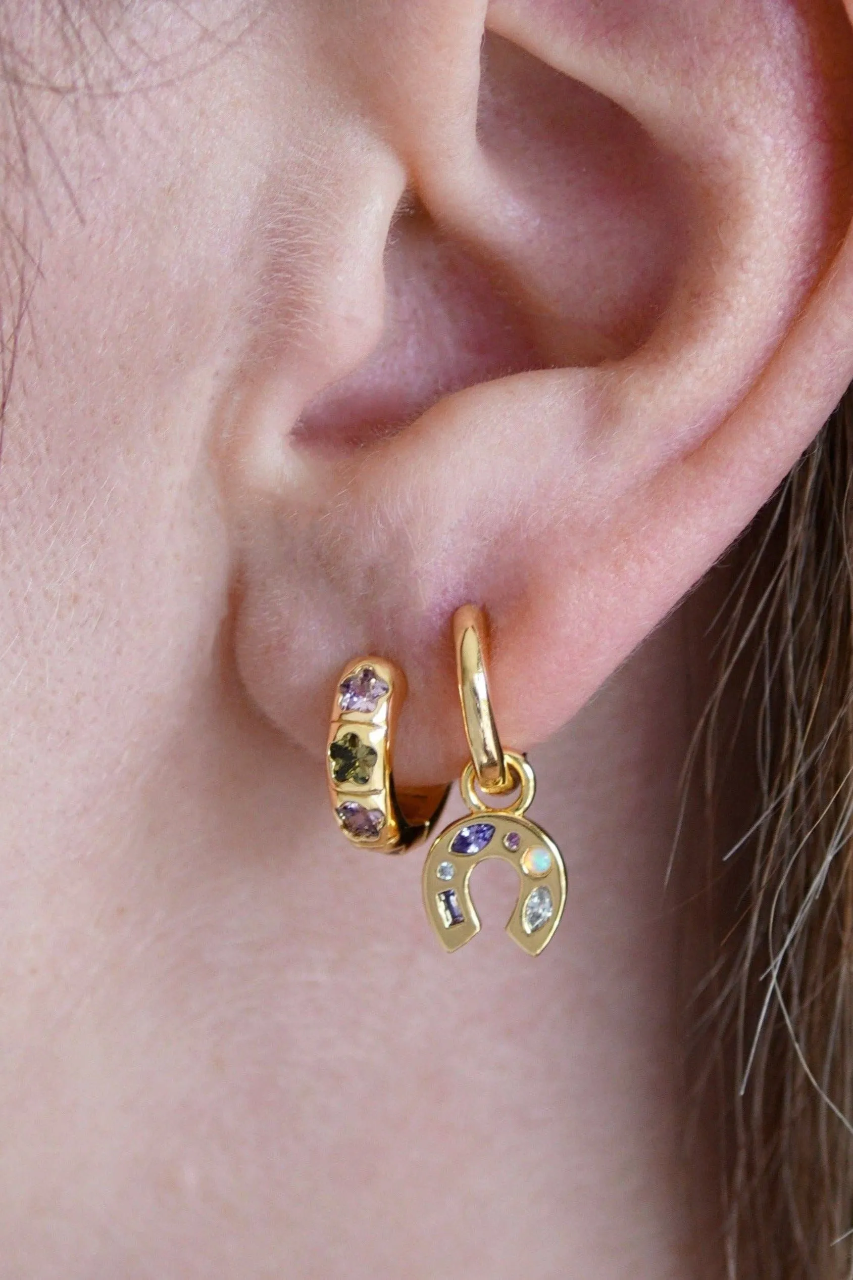 JJ Mini Lucky Charm Hoop Earrings