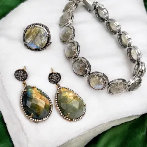 Labradorite and Diamonds Earrings