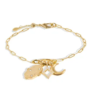 Little Links Oval Clasp Celestial Charms Gold Plated Bracelet 7539