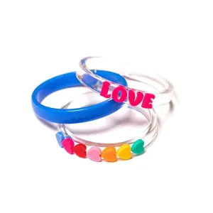 Love & Hearts Rainbow Blue Bangles