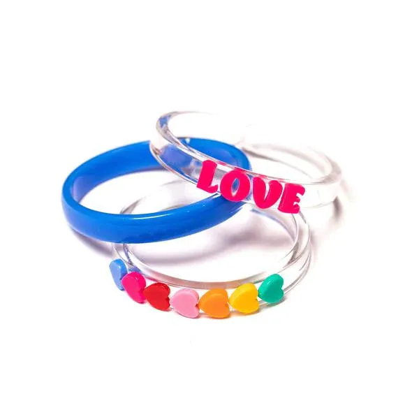 Love & Hearts Rainbow Blue Bangles