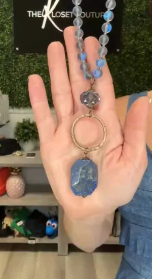 Lovely Lapis Blue Beaded Drop Necklace