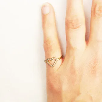 <!--RG570dia-->SALE - pavé edgy heart rose gold, size 5.5