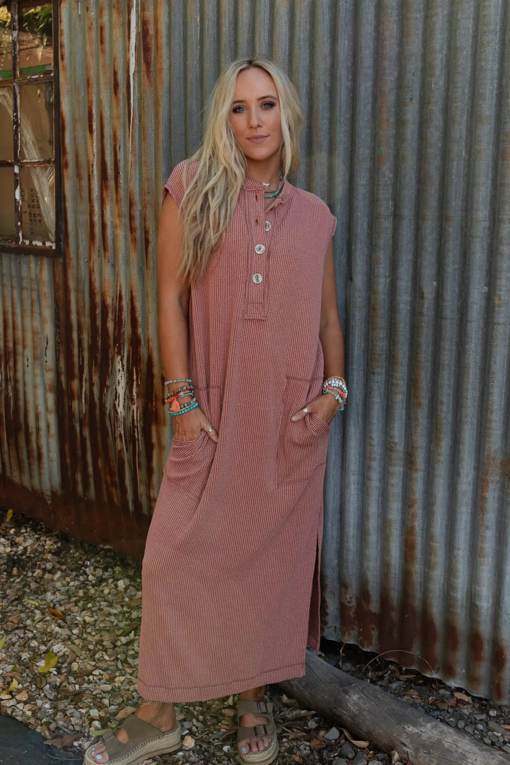 Madeline Textured Maxi Dress - Cedarwood