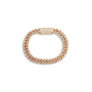 Malcolm 8 Carat Round Brilliant Cut Diamond Cuban Link Chain Bracelet in 14k Yellow Gold