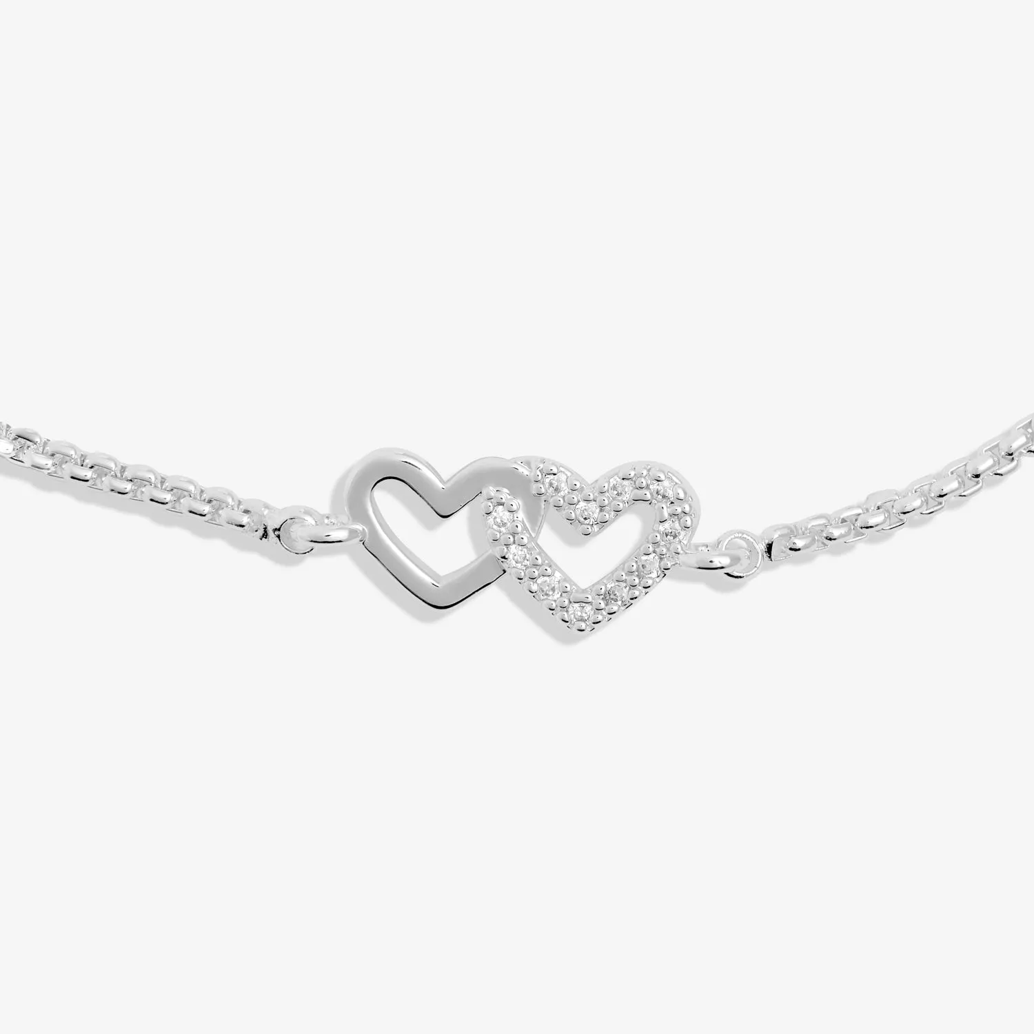 Mini Charms Pave Linked Hearts Silver Plated Bracelet 7641