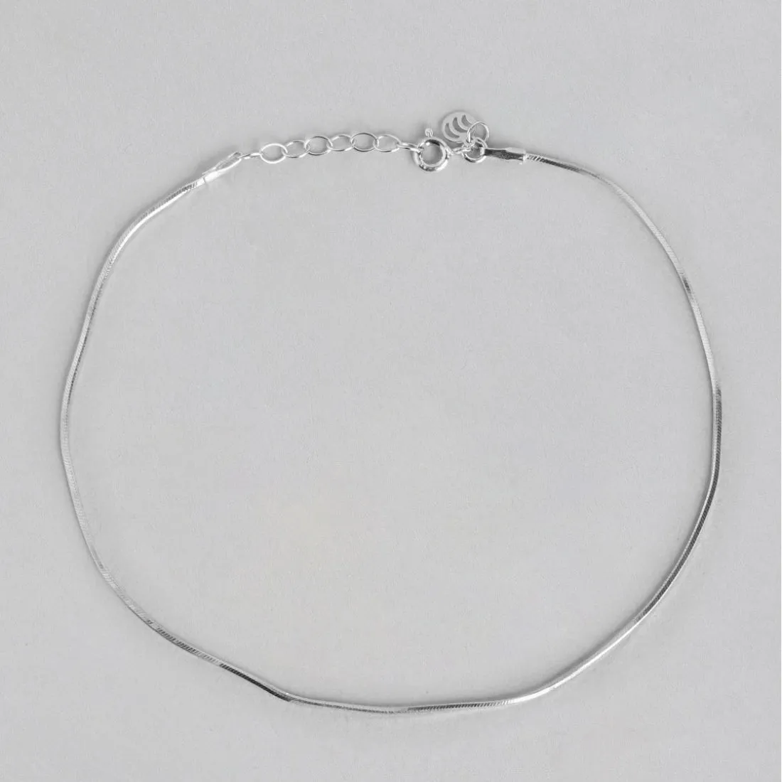 Minimal Rhodium Plated 925 Sterling Silver Chain Anklet