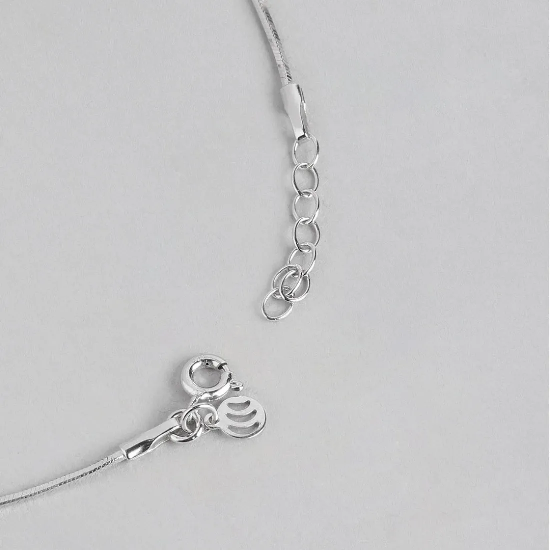Minimal Rhodium Plated 925 Sterling Silver Chain Anklet