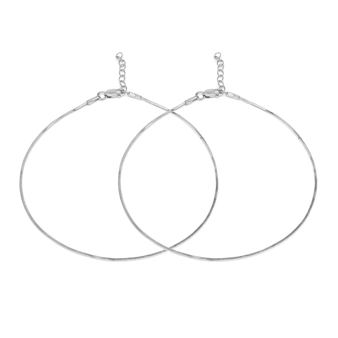 Minimal Rhodium Plated 925 Sterling Silver Chain Anklet