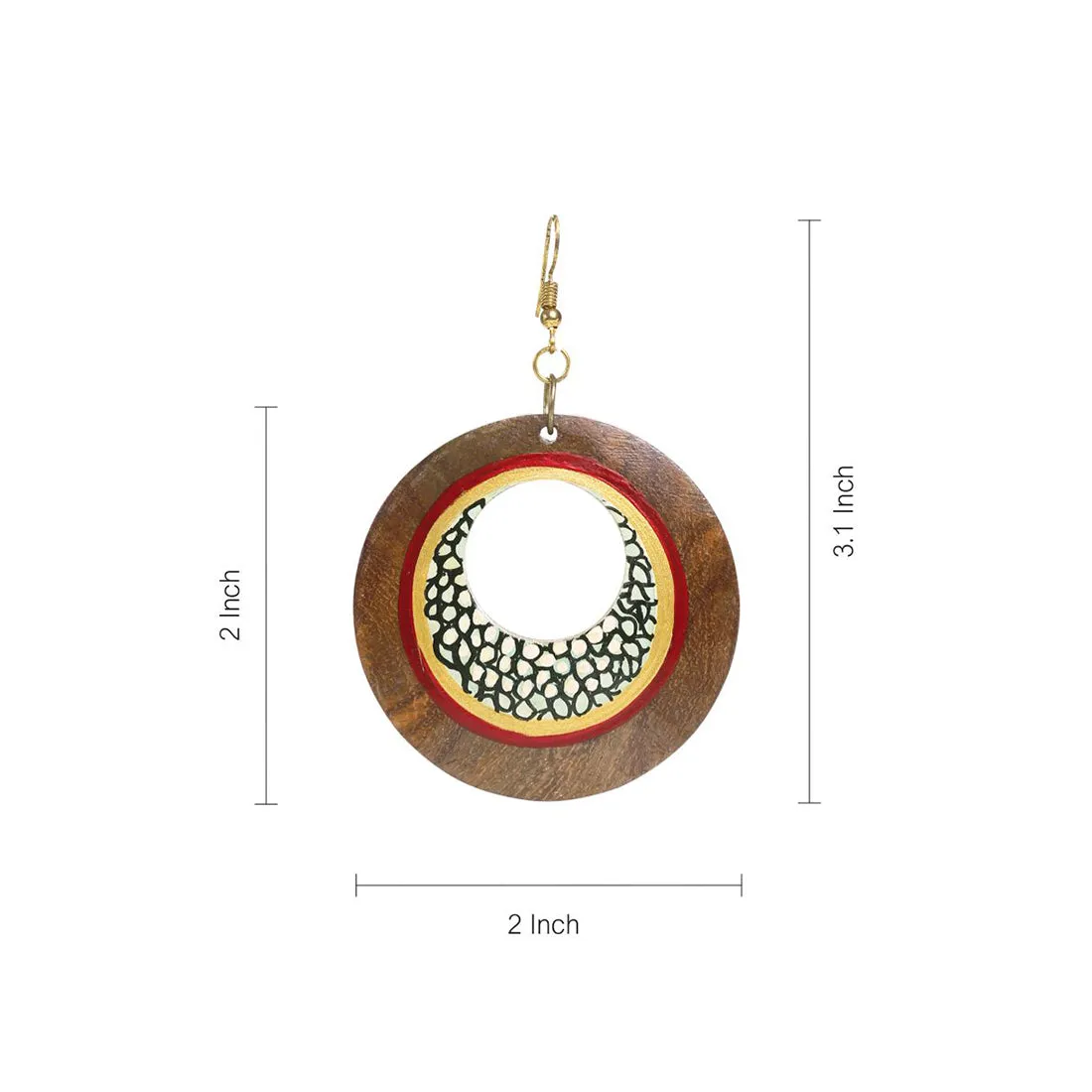 'Mosaic Pair' Bohemian Earrings Hand-painted In Mosaic Pattern (Sheesham Wood)